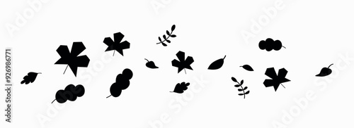 Autumn leaves blown by the wind silhouettes on a white background vector illustration banner