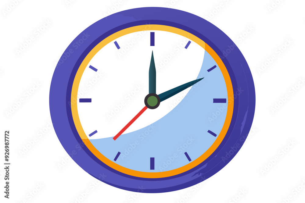 Purple and Yellow Round Wall Clock with Hands Pointing at 3:00 Purple and Yellow Round Wall Clock with Hands Pointing at 3:00