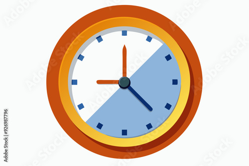 Orange and Blue Clock Face with Hands