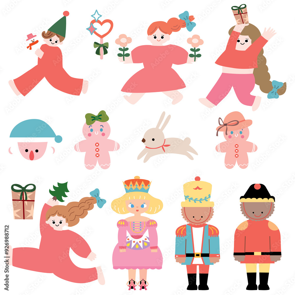 santa claus set, Vector of a party, set of christmas icons, christmas seamless, Set of Christmas element , cute stickers, Tattoo, 2025, happy new year, 