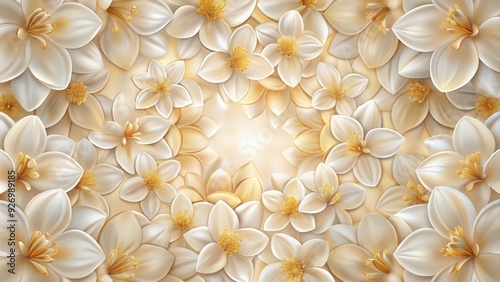 White Flowers with Golden Centers Arranged in a Circle