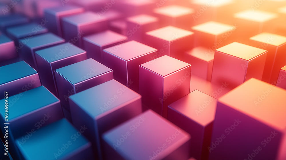 Abstract Geometric Background with Shiny Cubes in Pink and Blue Tones Abstract Geometric Background with Shiny Cubes in Pink and Blue Tones