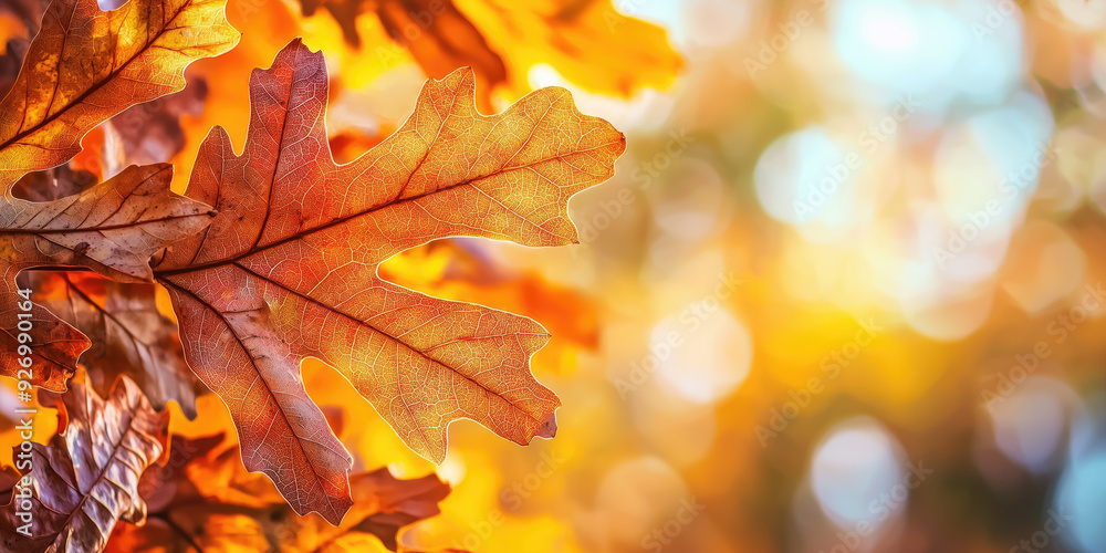 Autumn oak leaves, autumn background, copy space Autumn oak leaves, autumn background, copy space
