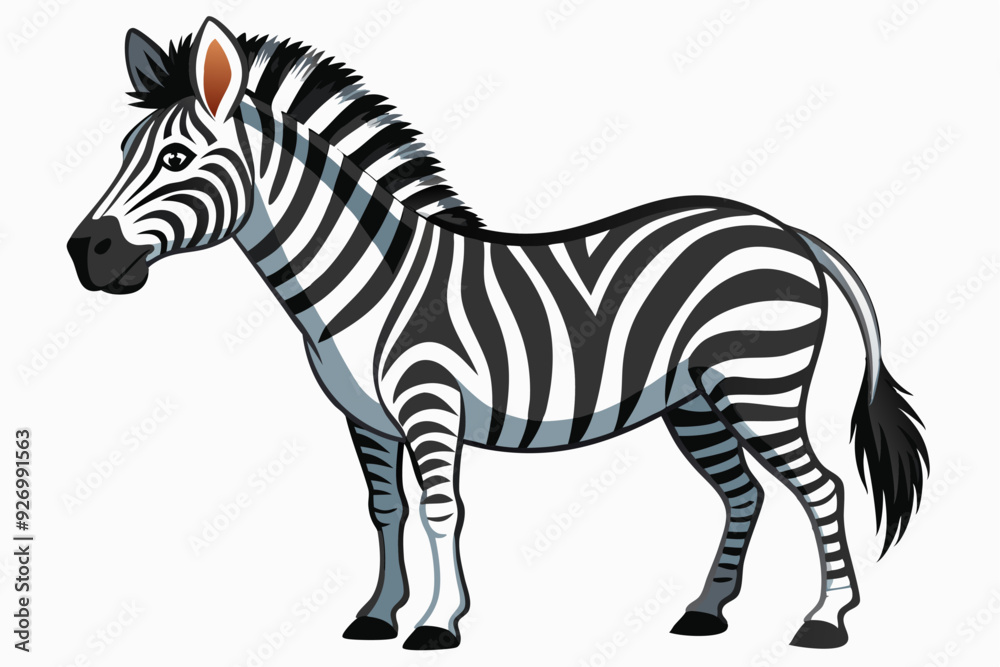 Fototapeta premium Cartoon Zebra with Black and White Stripes