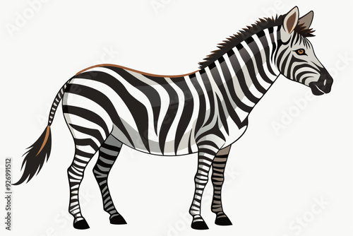 Black and White Striped Zebra with Brown Eyes and Tail