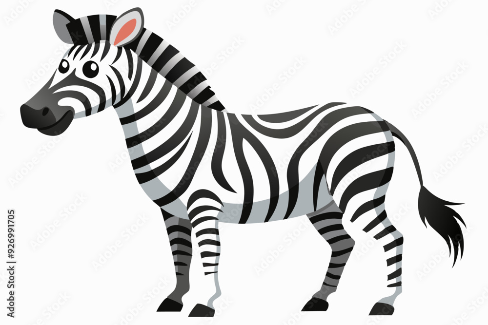 Cartoon Zebra with Black and White Stripes