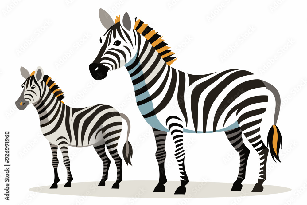 Obraz premium Two Zebras Standing Side by Side
