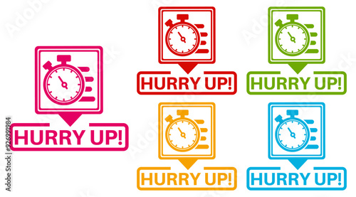 set hurry up badge labels icon. deadline design sticker template vector illustration