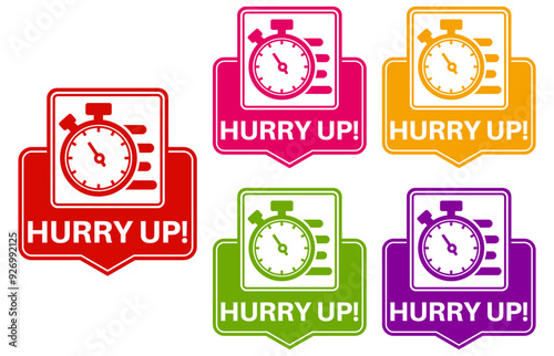 set hurry up badge labels icon. deadline design sticker template vector illustration