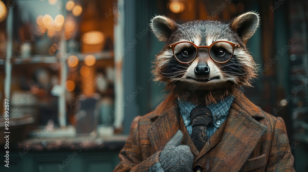 Unlikely Business Partners: Chameleon and Raccoon-Headed Individuals in Suits Shaking Hands with Copy Space Unlikely Business Partners: Chameleon and Raccoon-Headed Individuals in Suits Shaking Hands with Copy Space