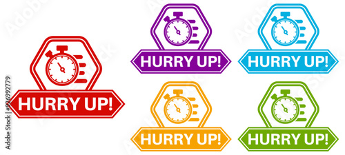 set hurry up badge labels icon. deadline design sticker template vector illustration