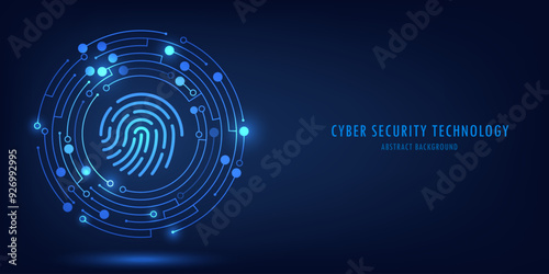 Fingerprint scanning on circuit board. secure system concept with a fingerprint. Cyber security technology concept abstract background futuristic Hi-tech style. Vector and Illustration.