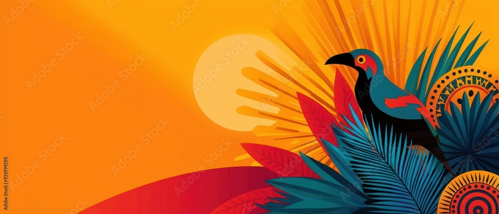 Obraz premium Abstract depiction of the Hispanic identity, with cultural symbols, patterns, and colors intertwined into one cohesive form, Cultural abstraction, Symbolic Identity