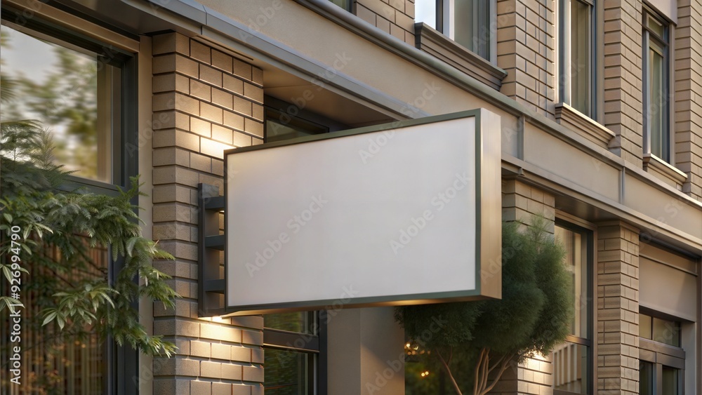 Blank white street billboard template.Modern minimalist mockup on the wall of a city building.Mockup under advertising design,signage for your business Blank white street billboard template.Modern minimalist mockup on the wall of a city building.Mockup under advertising design,signage for your business