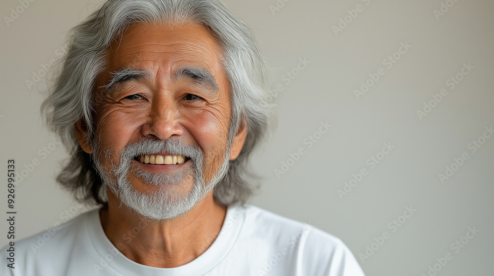 健康的な歯を見せる高齢男性 健康的な歯を見せる高齢男性