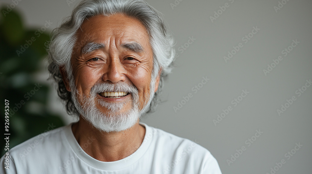 健康的な歯を見せる高齢男性 健康的な歯を見せる高齢男性