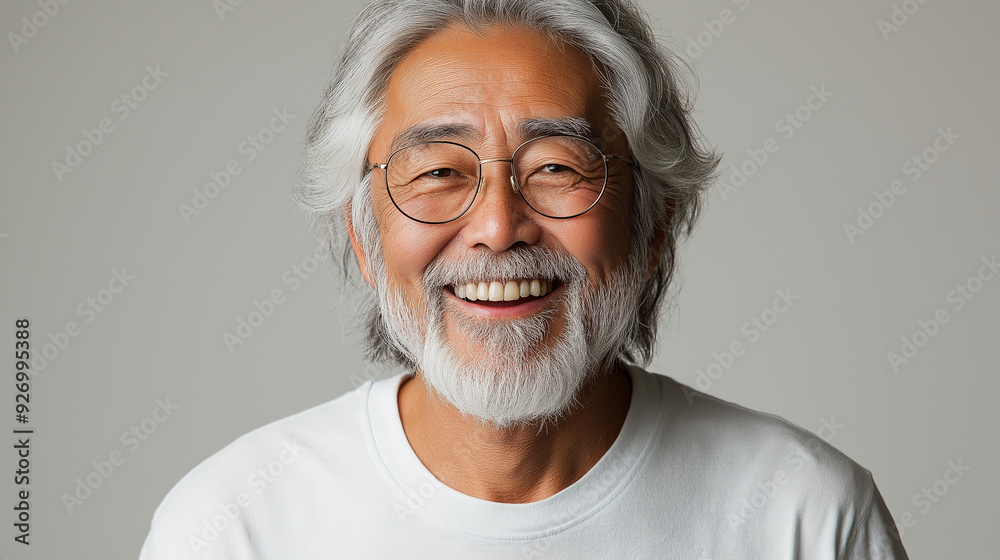 健康的な歯を見せる高齢男性 健康的な歯を見せる高齢男性