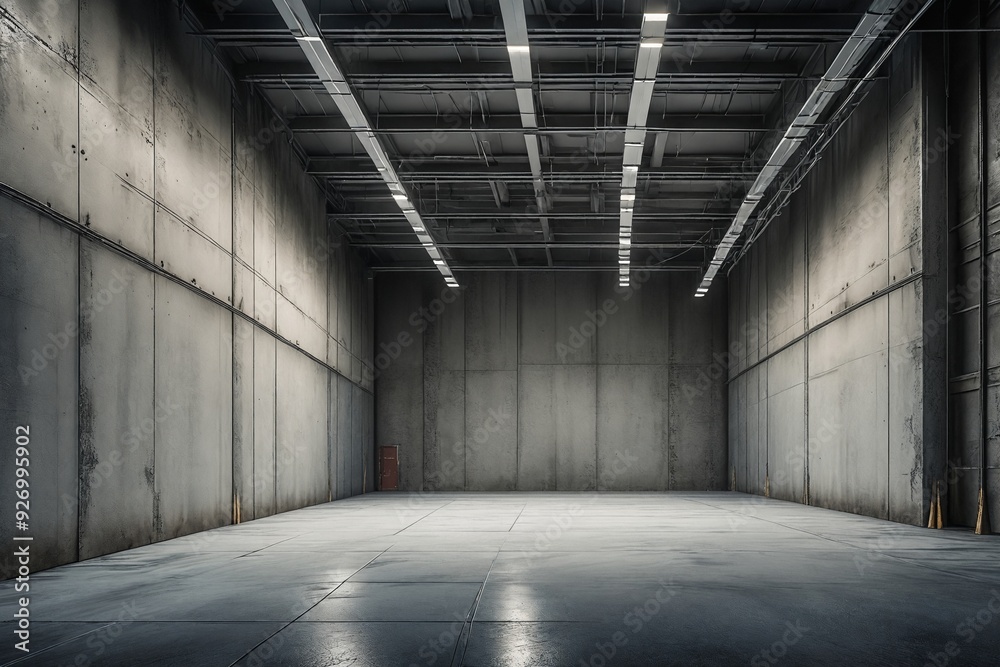 Obraz premium Empty Warehouse Interior with Concrete Walls and Ceilings