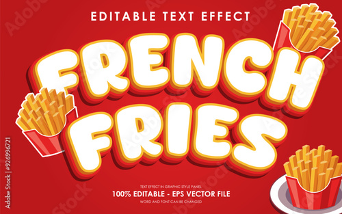 Editable French Fries Text Effect With Illustration of French Fries