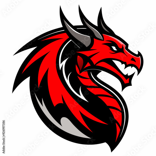 logo red dragon red and black colors vector illustration