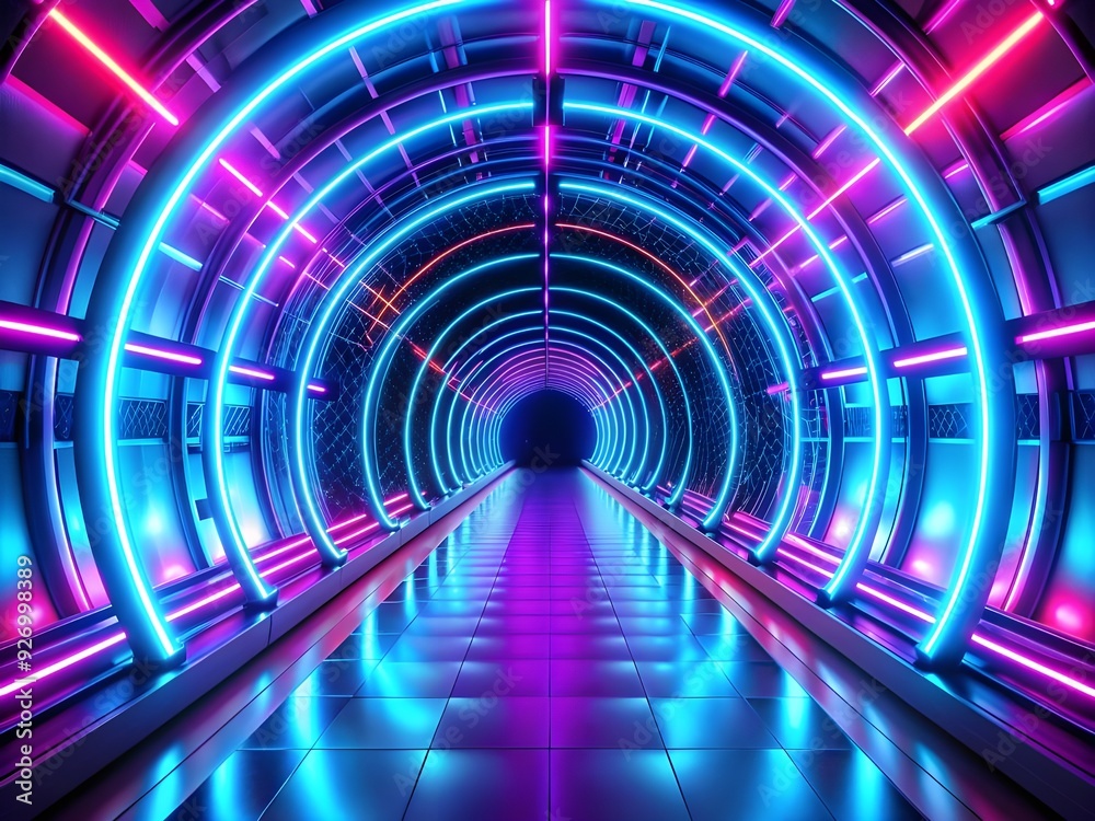 Futuristic Neon Light Tunnel with Electric Blue and Purple Glows
Futuristic Neon Light Tunnel with Electric Blue and Purple Glows