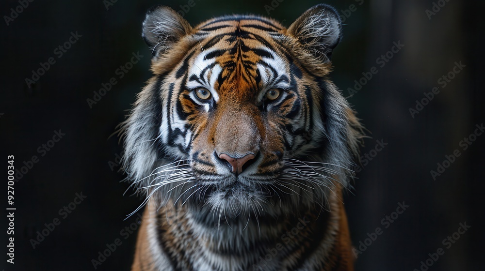 Power Negotiations: Businessperson with Tiger Head Asserting Dominance in Boardroom Scene with Copy Space Below