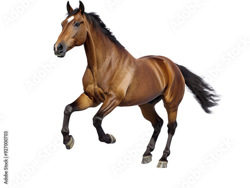 Friendly horse galloping on transparent background