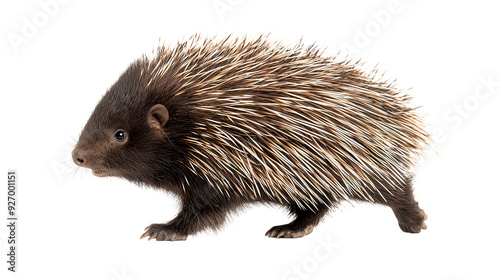 Spiky porcupine walking on transparent background