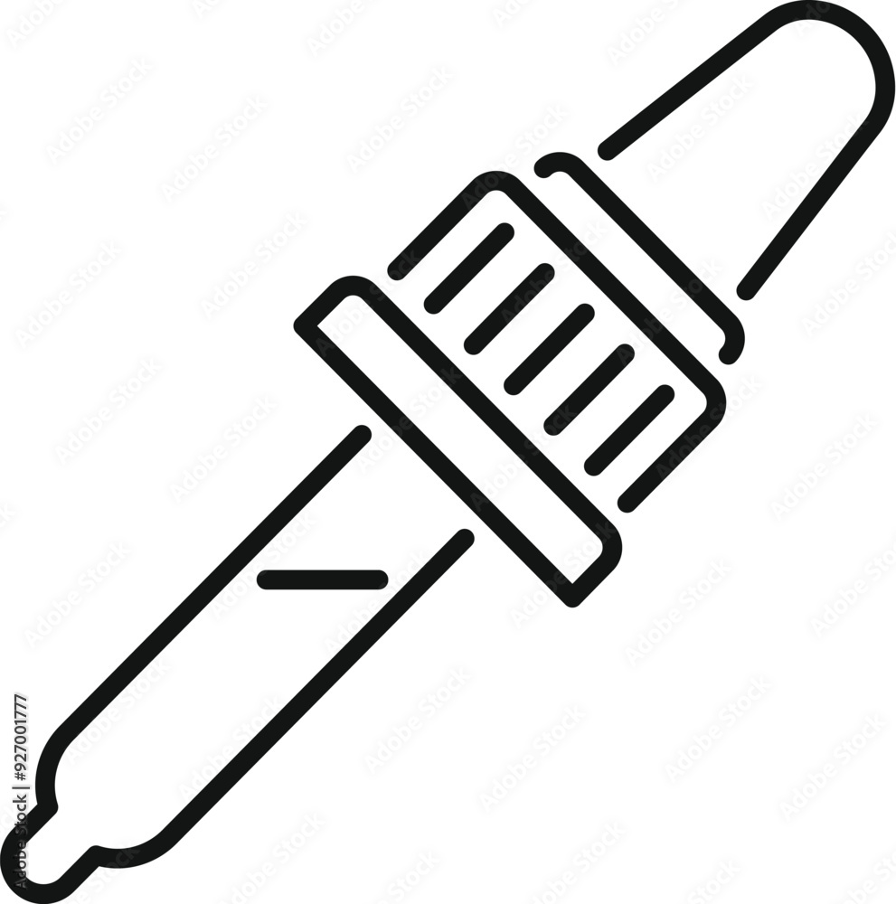 Simple black line style icon of a pipette being used to measure liquid chemicals Simple black line style icon of a pipette being used to measure liquid chemicals