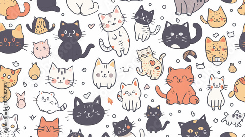 Free Cute and funny cats doodle vector set