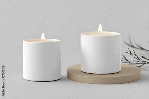 White Blank Two Scented Candle Mug 3D Rendered Mockup