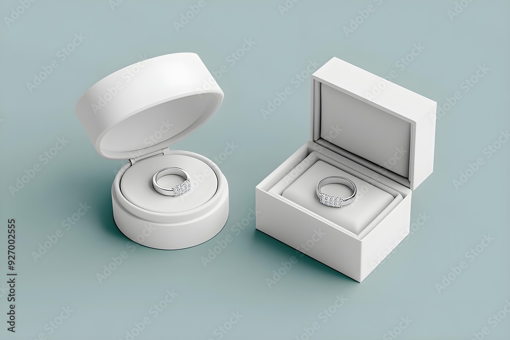Isometric White Blank Ring Jewelry Box Packaging 3D Mockup Isometric White Blank Ring Jewelry Box Packaging 3D Mockup