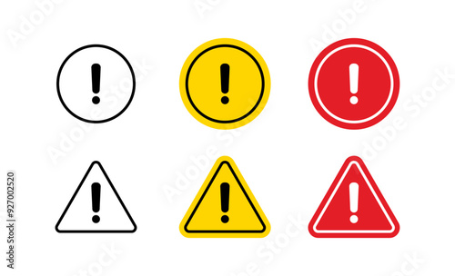 Set of attention icon symbol, Danger Caution or Alert Risk Warning 