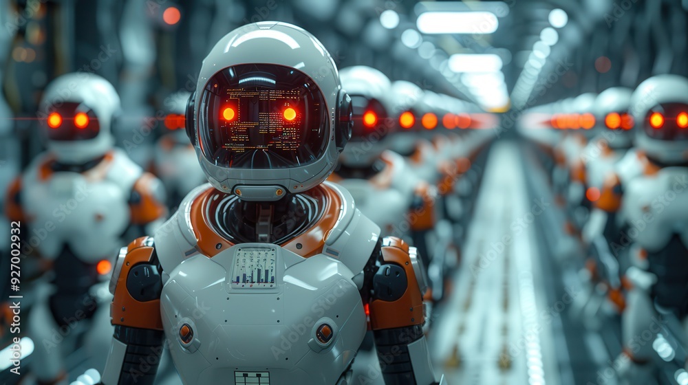 Artificial Intelligence in Control: Robotic Newsroom with AI Anchors and Journalists Reporting, Futuristic Media Concept Artificial Intelligence in Control: Robotic Newsroom with AI Anchors and Journalists Reporting, Futuristic Media Concept