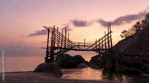 Epic sunrise scene on Koh Phangan island. Haad Than Sadet beach photo