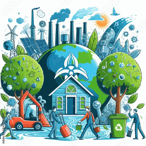 This vector image shows the importance of the environment.

