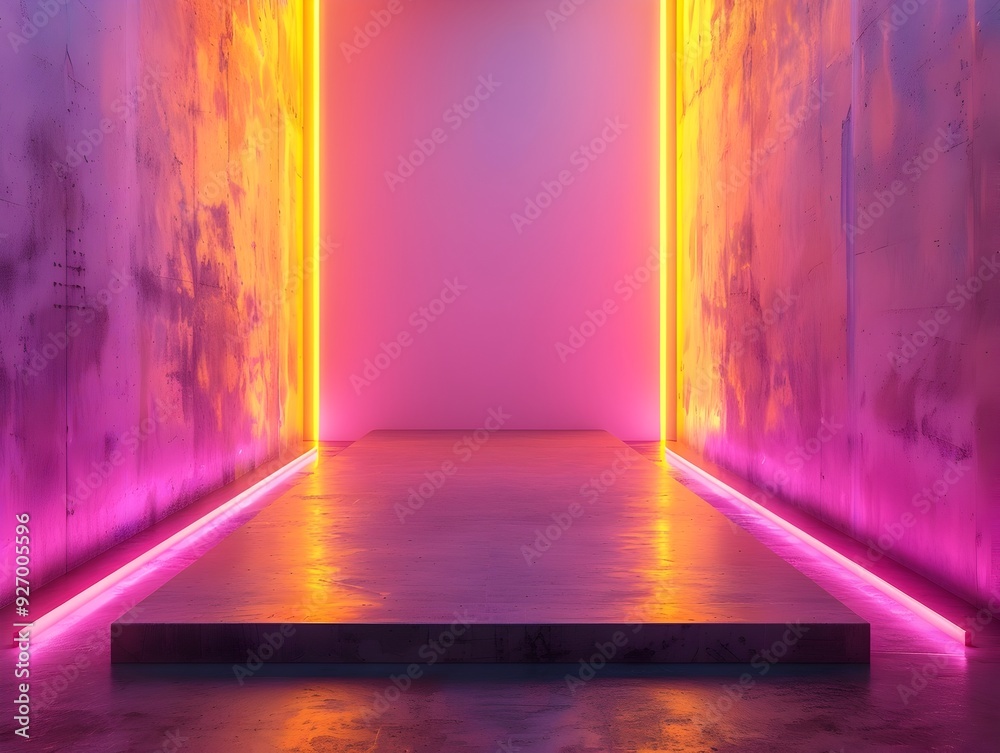 Minimalist Neon Backdrop with Soft Pink and Yellow Hues for Elegant Product Designs Minimalist Neon Backdrop with Soft Pink and Yellow Hues for Elegant Product Designs