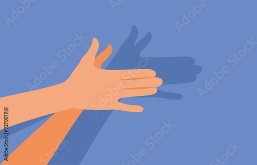 Shadow Theater Hands Dog Character Vector Design Illustration. Parent entertaining kids with show performance 

