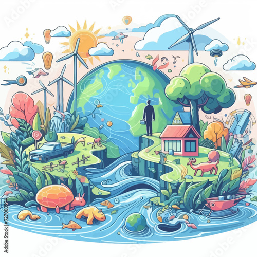 This vector image shows the importance of the environment.

