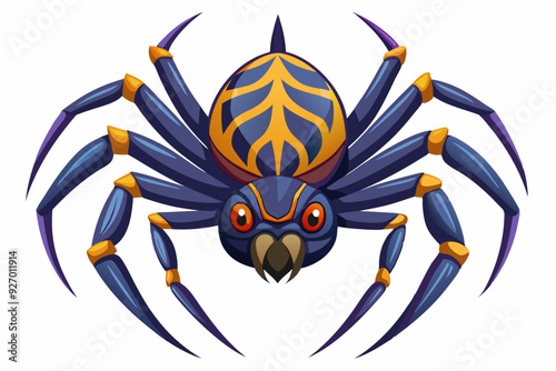 Cartoon Illustration of a Blue and Yellow Spider photo