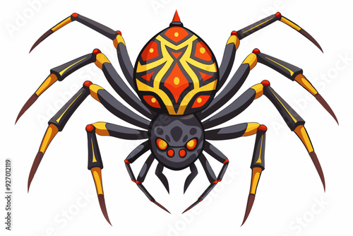 Cartoon Spider with Red, Yellow, and Black Pattern