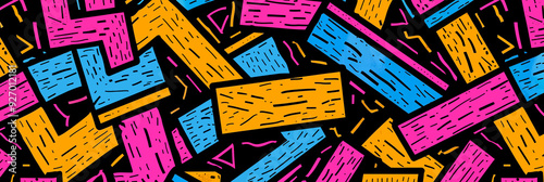 Overlapping Rectangular Colorful Abstract Shapes 1980s Theme Backdrop