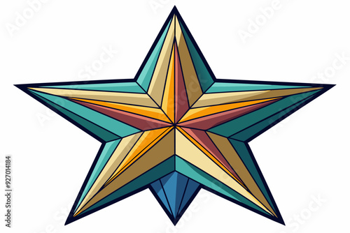 Multicolored Geometric Star with a Navy Outline