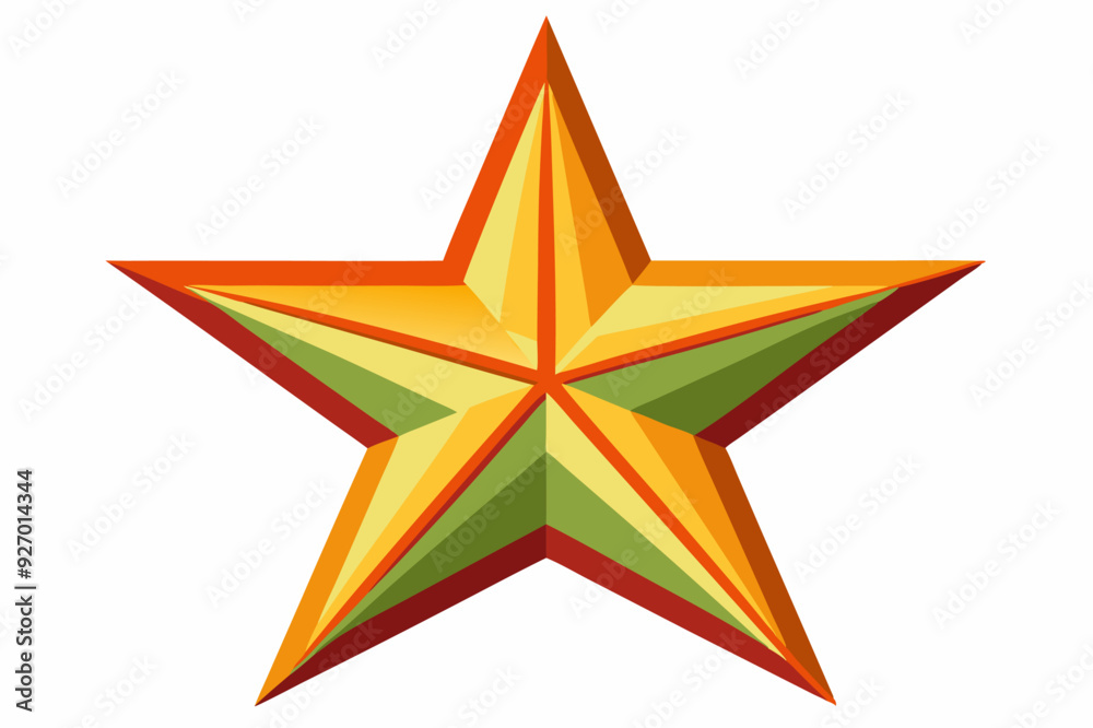 A Five-Pointed Star with Orange, Red, and Green Hues A Five-Pointed Star with Orange, Red, and Green Hues