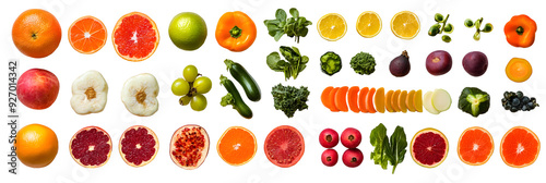 fruits and vegetables in the spring knolling style