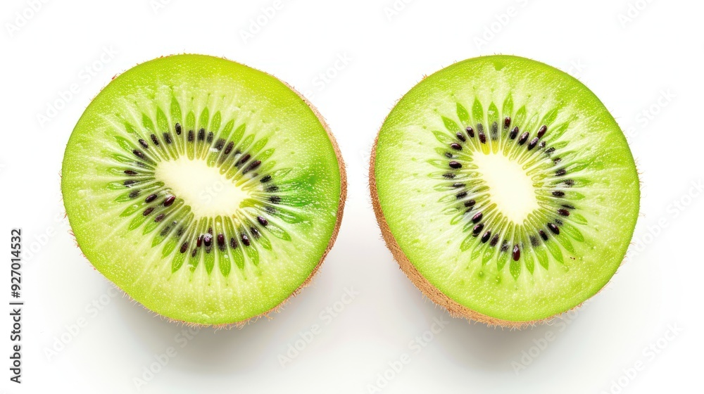 Fototapeta premium Two Sliced Kiwi Fruit on a White Background