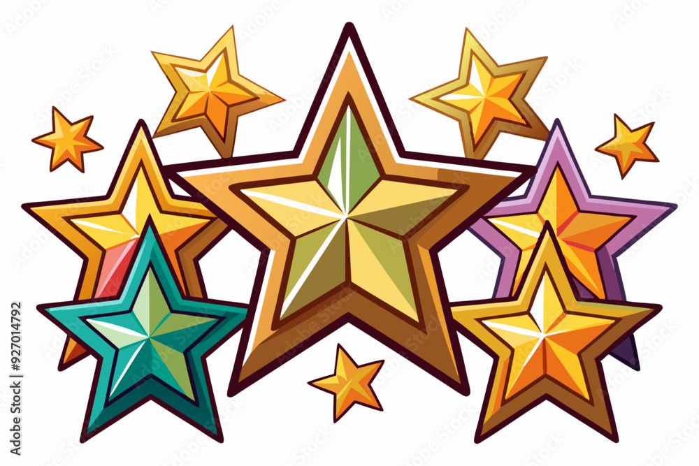 Multicolored Stars with a Central Large Golden Star Multicolored Stars with a Central Large Golden Star