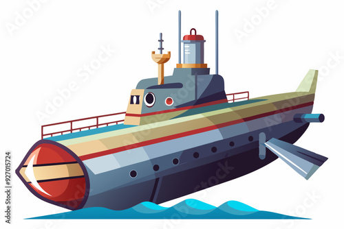 Cartoon illustration of a submarine in the water