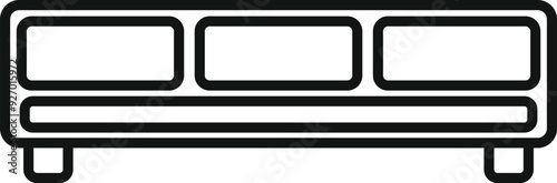 Simple black and white icon of a sofa representing comfortable living room furniture