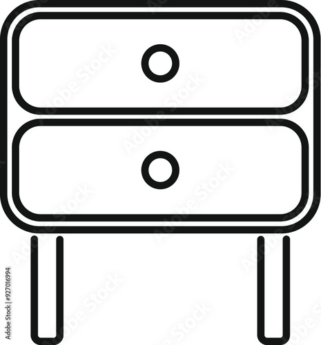 Minimalist icon of a nightstand featuring two drawers, ideal for bedroom furniture and interior design themes